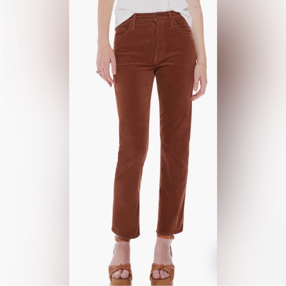 Mother womens jeans 27 brown corduroy Straight Leg cropped the tomcat ankle